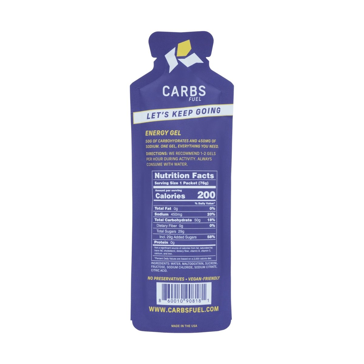 Carbs Fuel Salted Original Gels (50g) | Box of 12 - Threshold Cycling