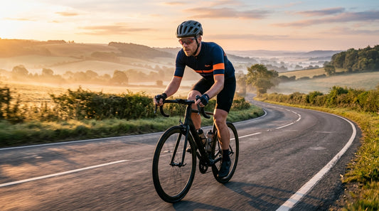Cyclist riding at dawn tracking in-ride HRV and DFA a1 aerobic threshold