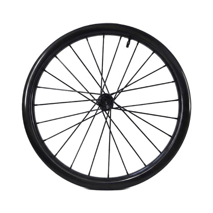 Threshold Cycling Summit SL42 carbon road wheelset rear wheel profile - Sapim CX-Ray bladed spokes and stealth gloss finish
