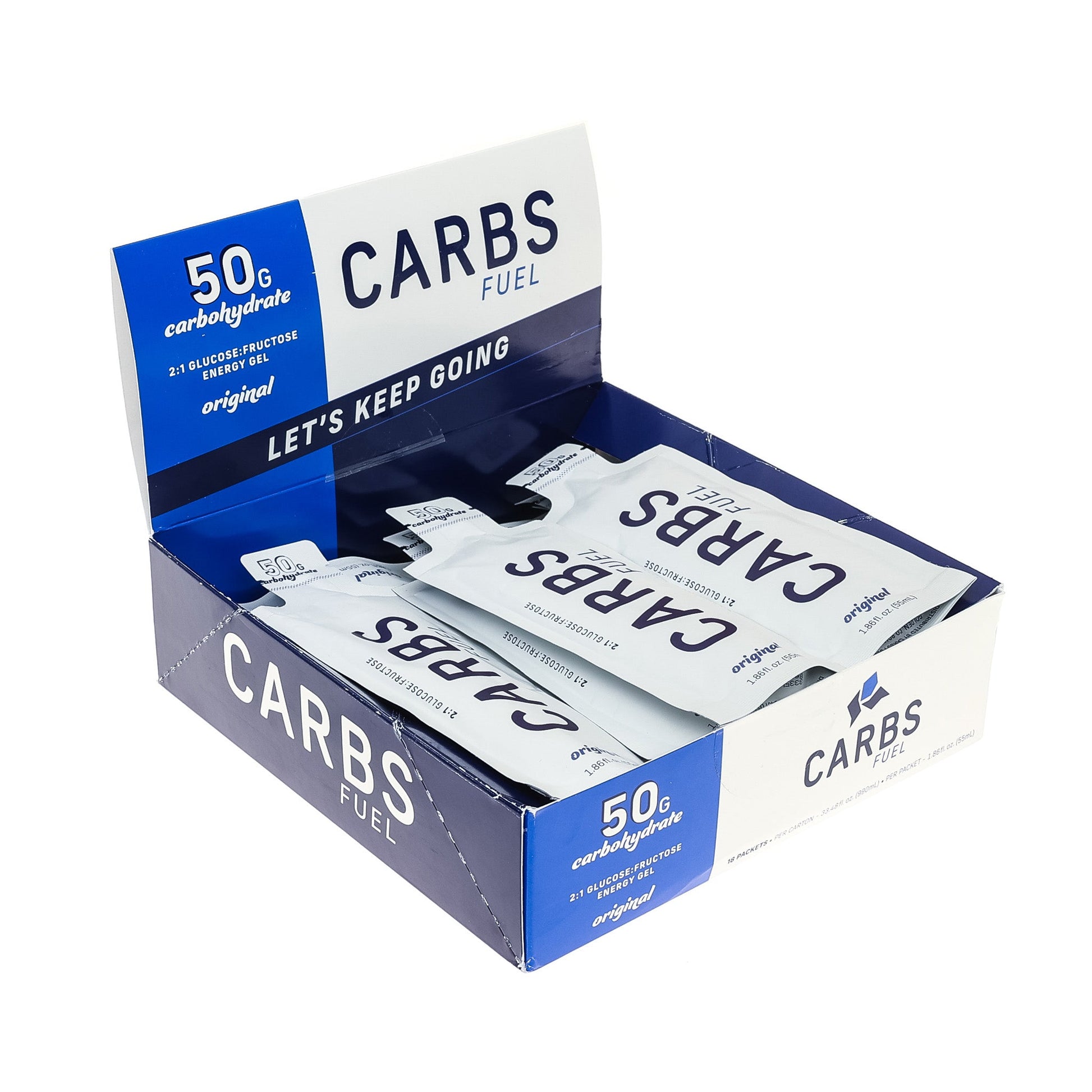 Carbs Fuel Box of 18 Fast Acting Energy Gels - Threshold Cycling